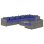vidaXL 9-tlg. Garten-Lounge-Set mit Kissen Grau Poly Rattan vidaXL 9-tlg. Garten-Lounge-Set mit Kissen Grau Poly Rattan