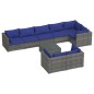 vidaXL 9-tlg. Garten-Lounge-Set mit Kissen Grau Poly Rattan vidaXL 9-tlg. Garten-Lounge-Set mit Kissen Grau Poly Rattan