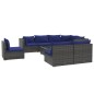 vidaXL 9-tlg. Garten-Lounge-Set mit Kissen Poly Rattan Grau vidaXL 9-tlg. Garten-Lounge-Set mit Kissen Poly Rattan Grau
