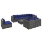 vidaXL 9-tlg. Garten-Lounge-Set mit Kissen Poly Rattan Grau vidaXL 9-tlg. Garten-Lounge-Set mit Kissen Poly Rattan Grau