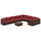 vidaXL 10-tlg. Garten-Lounge-Set mit Kissen Poly Rattan Braun vidaXL 10-tlg. Garten-Lounge-Set mit Kissen Poly Rattan Braun
