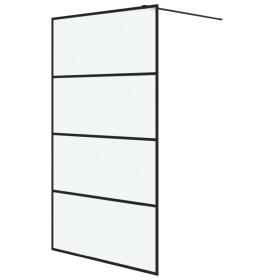 vidaXL Duschwand für Begehbare Dusche Schwarz 115x195 cm Matt ESG-Glas