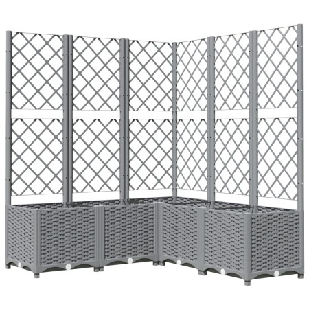 vidaXL Pflanzkübel mit Rankgitter Hellgrau 120x120x136 cm PP
