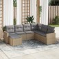 vidaXL 7-tlg. Garten-Sofagarnitur mit Kissen Beige Poly Rattan vidaXL 7-tlg. Garten-Sofagarnitur mit Kissen Beige Poly Rattan