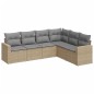 vidaXL 6-tlg. Garten-Sofagarnitur mit Kissen Beige Poly Rattan vidaXL 6-tlg. Garten-Sofagarnitur mit Kissen Beige Poly Rattan