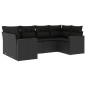 vidaXL 6-tlg. Garten-Sofagarnitur mit Kissen Schwarz Poly Rattan vidaXL 6-tlg. Garten-Sofagarnitur mit Kissen Schwarz Poly Rattan