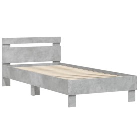 vidaXL Bettgestell mit Kopfteil Betongrau 75x190 cm Holzwerkstoff