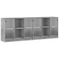 vidaXL Bücherschrank mit Türen Betongrau 204x37x75 cm Holzwerkstoff vidaXL Bücherschrank mit Türen Betongrau 204x37x75 cm Holzwerkstoff
