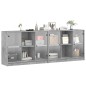 vidaXL Bücherschrank mit Türen Betongrau 204x37x75 cm Holzwerkstoff vidaXL Bücherschrank mit Türen Betongrau 204x37x75 cm Holzwerkstoff