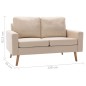 vidaXL 2-Sitzer-Sofa Creme Stoff vidaXL 2-Sitzer-Sofa Creme Stoff