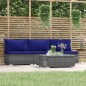 vidaXL 4-tlg. Garten-Lounge-Set mit Kissen Grau Poly Rattan vidaXL 4-tlg. Garten-Lounge-Set mit Kissen Grau Poly Rattan