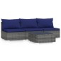 vidaXL 4-tlg. Garten-Lounge-Set mit Kissen Grau Poly Rattan vidaXL 4-tlg. Garten-Lounge-Set mit Kissen Grau Poly Rattan