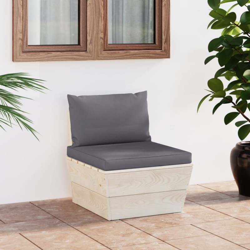 vidaXL Garten-Paletten-Mittelsofa mit Kissen Imprägniertes Fichtenholz vidaXL Garten-Paletten-Mittelsofa mit Kissen Imprägniertes Fichtenholz