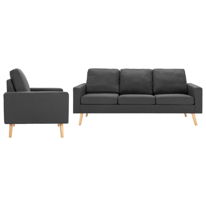 vidaXL 2-tlg. Sofagarnitur Stoff Dunkelgrau vidaXL 2-tlg. Sofagarnitur Stoff Dunkelgrau