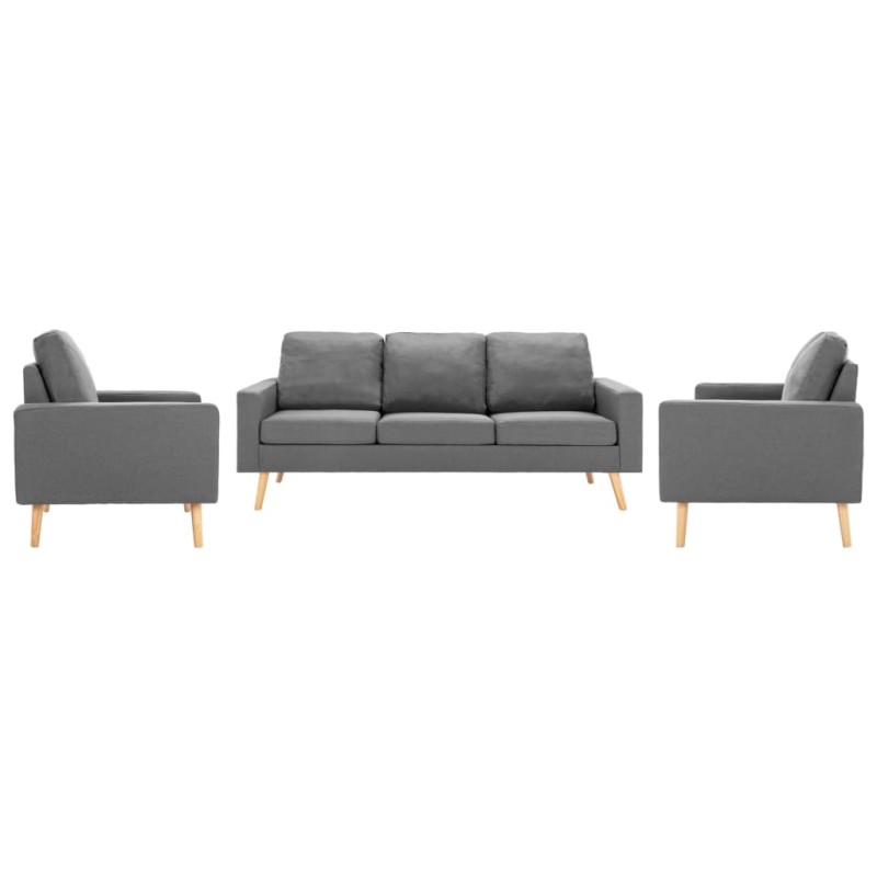 vidaXL 3-tlg. Sofagarnitur Stoff Hellgrau vidaXL 3-tlg. Sofagarnitur Stoff Hellgrau