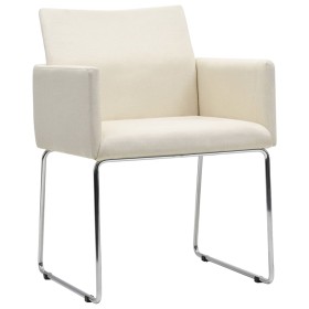 vidaXL Esszimmerstühle 2 Stk. Leinenoptik Weiß Stoff