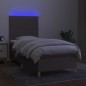 vidaXL Boxspringbett mit Matratze & LED Taupe 80x200 cm Stoff vidaXL Boxspringbett mit Matratze & LED Taupe 80x200 cm Stoff