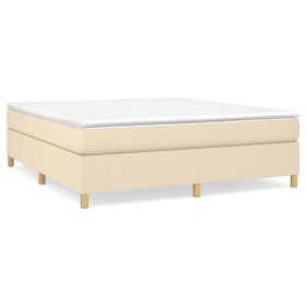 vidaXL Boxspringbett mit Matratze Creme 180x200 cm Stoff
