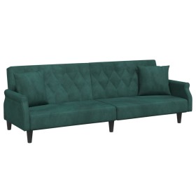 vidaXL Schlafsofa mit Armlehnen Dunkelgrün Samt