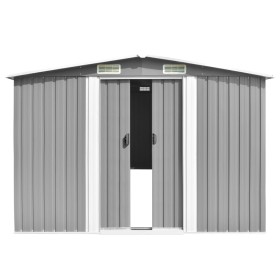 vidaXL Gerätehaus 257x392x181 cm Metall Grau