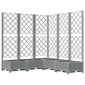 vidaXL Pflanzkübel mit Rankgitter Hellgrau 120x120x121,5 cm PP