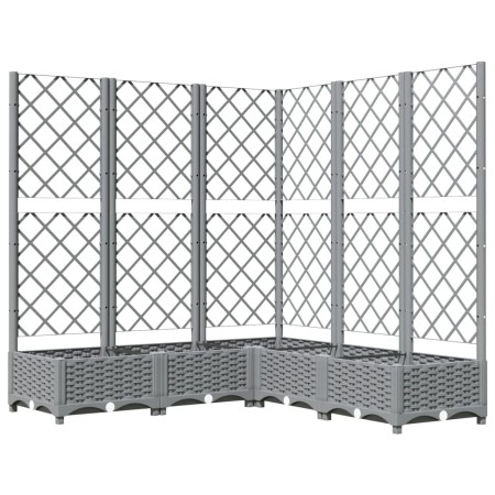 vidaXL Pflanzkübel mit Rankgitter Hellgrau 120x120x121,5 cm PP