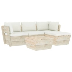 vidaXL 5-tlg. Garten-Sofagarnitur aus Paletten mit Kissen Fichtenholz