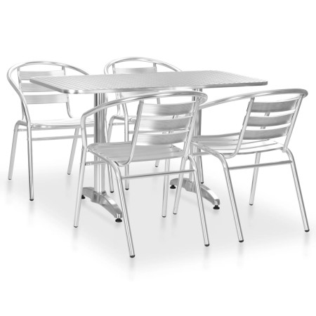 vidaXL 5-tlg. Garten-Essgruppe Aluminium Silbern