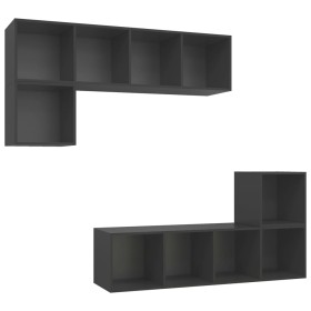 vidaXL 4-tlg. TV-Schrank-Set Grau Holzwerkstoff