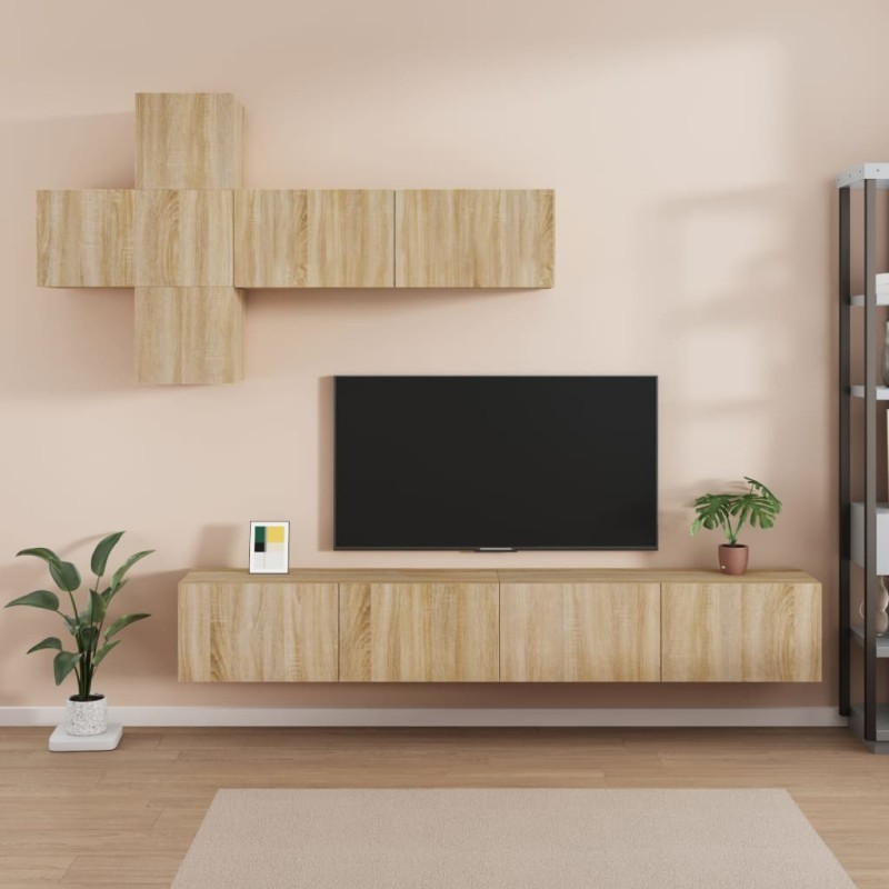 vidaXL 7-tlg. TV-Schrank-Set Sonoma-Eiche Holzwerkstoff vidaXL 7-tlg. TV-Schrank-Set Sonoma-Eiche Holzwerkstoff