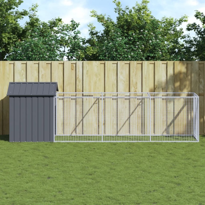 vidaXL Hundehütte mit Dach Anthrazit 117x405x123 cm Verzinkter Stahl vidaXL Hundehütte mit Dach Anthrazit 117x405x123 cm Verzinkter Stahl