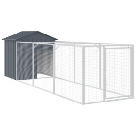 vidaXL Hundehütte mit Dach Anthrazit 117x405x123 cm Verzinkter Stahl