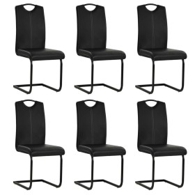 vidaXL Freischwinger 6 Stk. Schwarz Kunstleder 