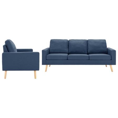 vidaXL 2-tlg. Sofagarnitur Stoff Blau