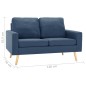 vidaXL 2-tlg. Sofagarnitur Stoff Blau vidaXL 2-tlg. Sofagarnitur Stoff Blau