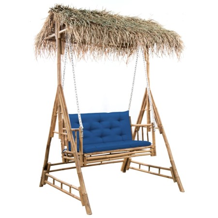 vidaXL Hollywoodschaukel mit Palmblättern und Kissen 202 cm Bambus 