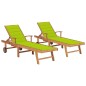 vidaXL Sonnenliegen 2 Stk. mit Auflagen Hellgrün Massivholz Teak vidaXL Sonnenliegen 2 Stk. mit Auflagen Hellgrün Massivholz Teak