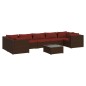vidaXL 8-tlg. Garten-Lounge-Set mit Kissen Poly Rattan Braun vidaXL 8-tlg. Garten-Lounge-Set mit Kissen Poly Rattan Braun