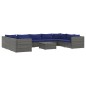 vidaXL 10-tlg. Garten-Lounge-Set mit Kissen Poly Rattan Grau vidaXL 10-tlg. Garten-Lounge-Set mit Kissen Poly Rattan Grau