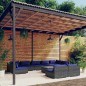 vidaXL 10-tlg. Garten-Lounge-Set mit Kissen Grau Poly Rattan vidaXL 10-tlg. Garten-Lounge-Set mit Kissen Grau Poly Rattan