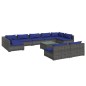vidaXL 10-tlg. Garten-Lounge-Set mit Kissen Grau Poly Rattan vidaXL 10-tlg. Garten-Lounge-Set mit Kissen Grau Poly Rattan