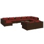 vidaXL 10-tlg. Garten-Lounge-Set mit Kissen Braun Poly Rattan vidaXL 10-tlg. Garten-Lounge-Set mit Kissen Braun Poly Rattan