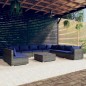 vidaXL 11-tlg. Garten-Lounge-Set mit Kissen Grau Poly Rattan vidaXL 11-tlg. Garten-Lounge-Set mit Kissen Grau Poly Rattan