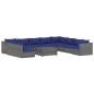 vidaXL 11-tlg. Garten-Lounge-Set mit Kissen Grau Poly Rattan vidaXL 11-tlg. Garten-Lounge-Set mit Kissen Grau Poly Rattan