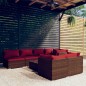 vidaXL 8-tlg. Garten-Lounge-Set mit Kissen Braun Poly Rattan vidaXL 8-tlg. Garten-Lounge-Set mit Kissen Braun Poly Rattan