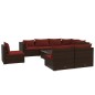 vidaXL 9-tlg. Garten-Lounge-Set mit Kissen Poly Rattan Braun vidaXL 9-tlg. Garten-Lounge-Set mit Kissen Poly Rattan Braun