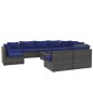 vidaXL 10-tlg. Garten-Lounge-Set mit Kissen Poly Rattan Grau vidaXL 10-tlg. Garten-Lounge-Set mit Kissen Poly Rattan Grau