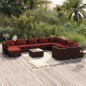 vidaXL 11-tlg. Garten-Lounge-Set mit Kissen Poly Rattan Braun vidaXL 11-tlg. Garten-Lounge-Set mit Kissen Poly Rattan Braun