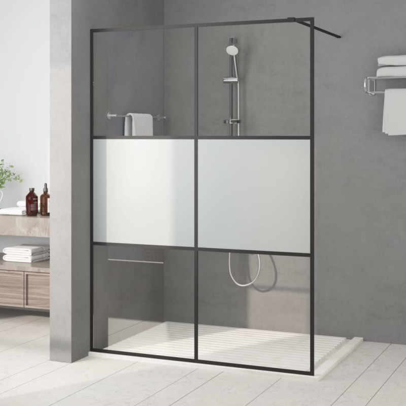 vidaXL Duschwand für Begehbare Dusche Schwarz 140x195 cm Halbmatt ESG vidaXL Duschwand für Begehbare Dusche Schwarz 140x195 cm Halbmatt ESG