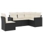 vidaXL 5-tlg. Garten-Sofagarnitur mit Kissen Schwarz Poly Rattan vidaXL 5-tlg. Garten-Sofagarnitur mit Kissen Schwarz Poly Rattan